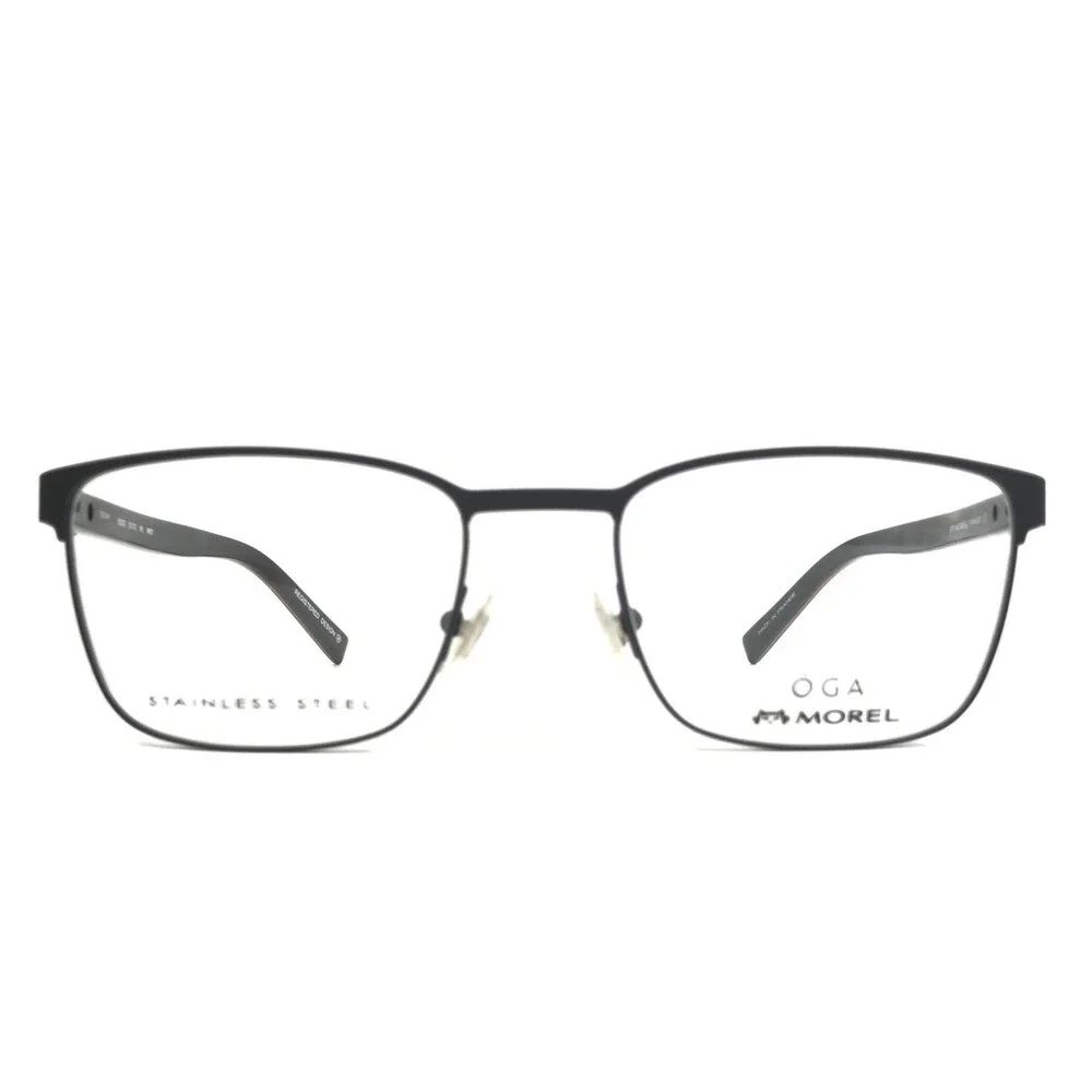 OGA by Morel Eyeglasses Frame 10035O NM01 Matte Black Brown Rectangle 53-19-145